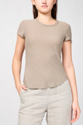 T-Shirt Col Rond Transparent Flammé - Fume - Femme