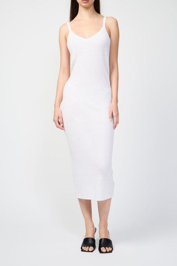 Robe Débardeur Côtelée - Blanc - Femme