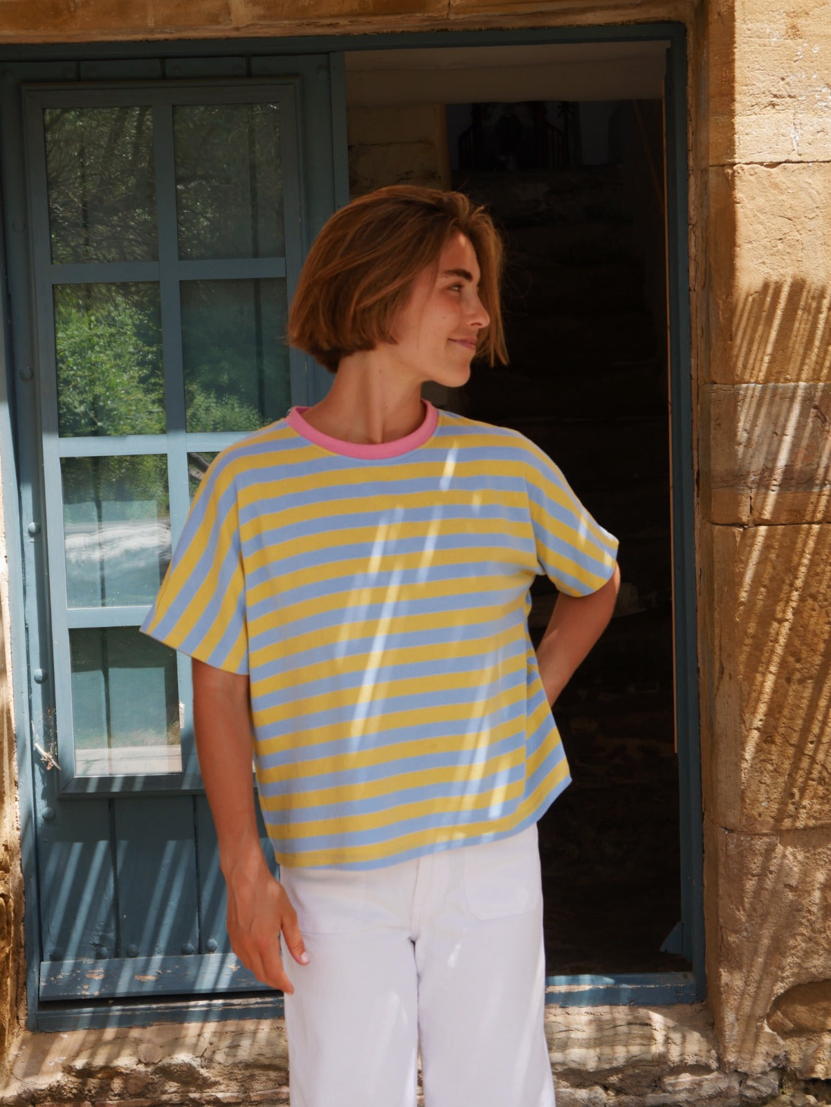 T-Shirt Nunu Bleu Et Jaune
