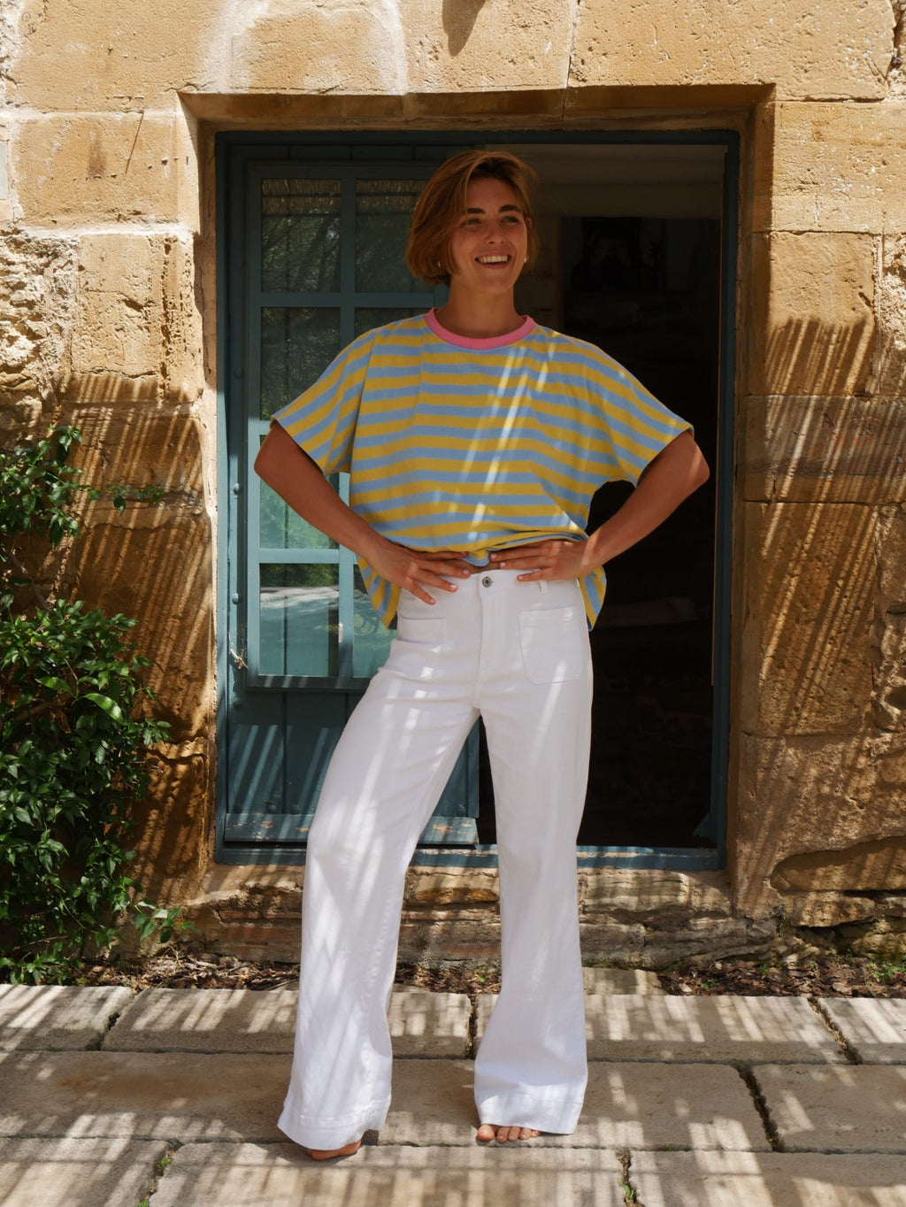 T-Shirt Nunu Bleu Et Jaune
