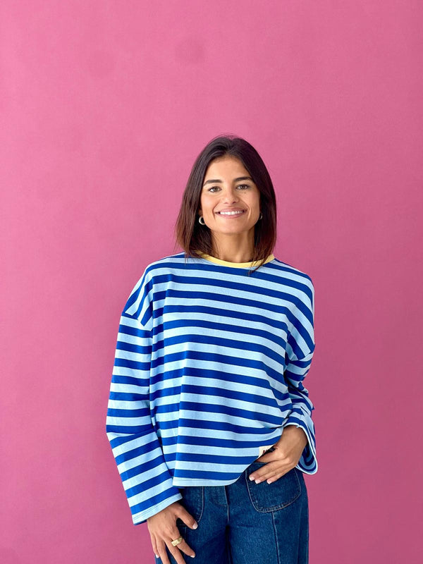 T-Shirt Núria Bleu Et Jaune