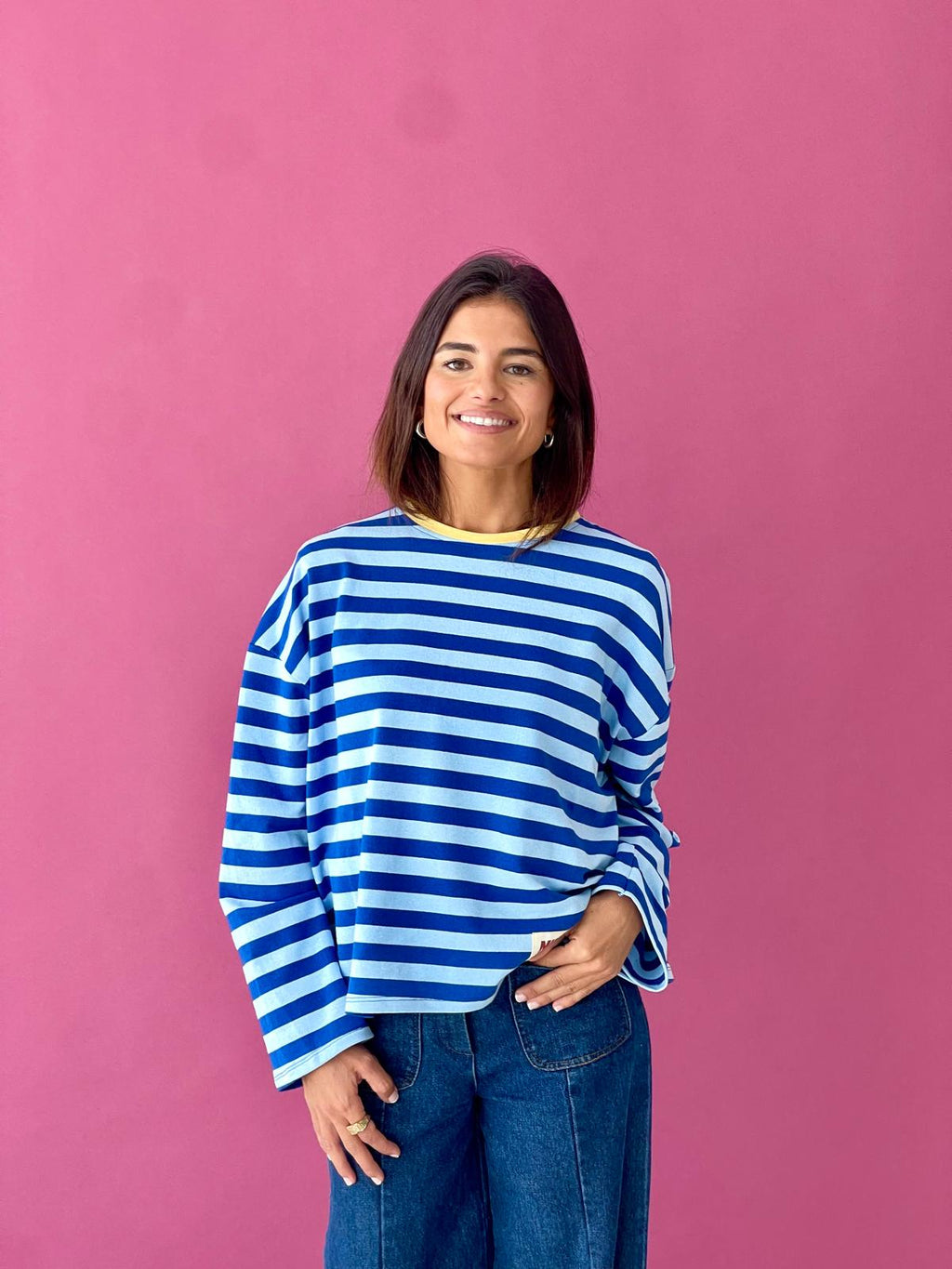 T-Shirt Núria Bleu Et Jaune