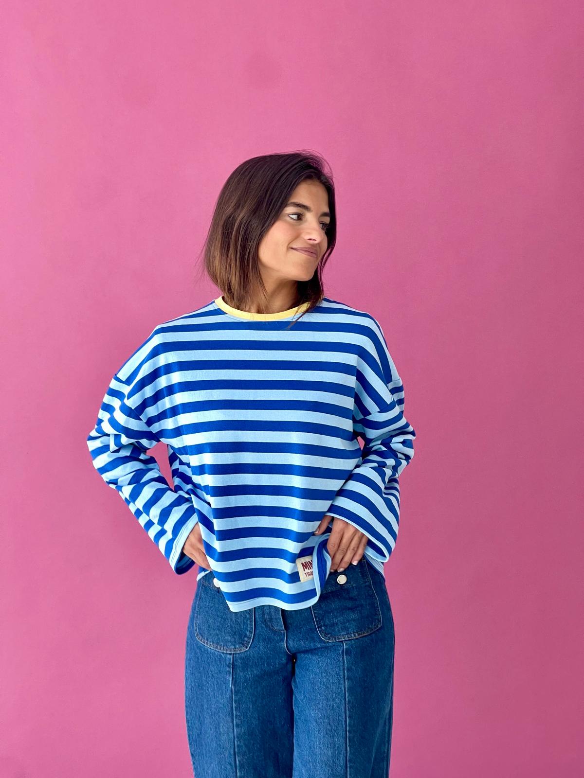 T-Shirt Núria Bleu Et Jaune
