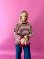 Pull Jersey Laura Bordeaux Et Jaune