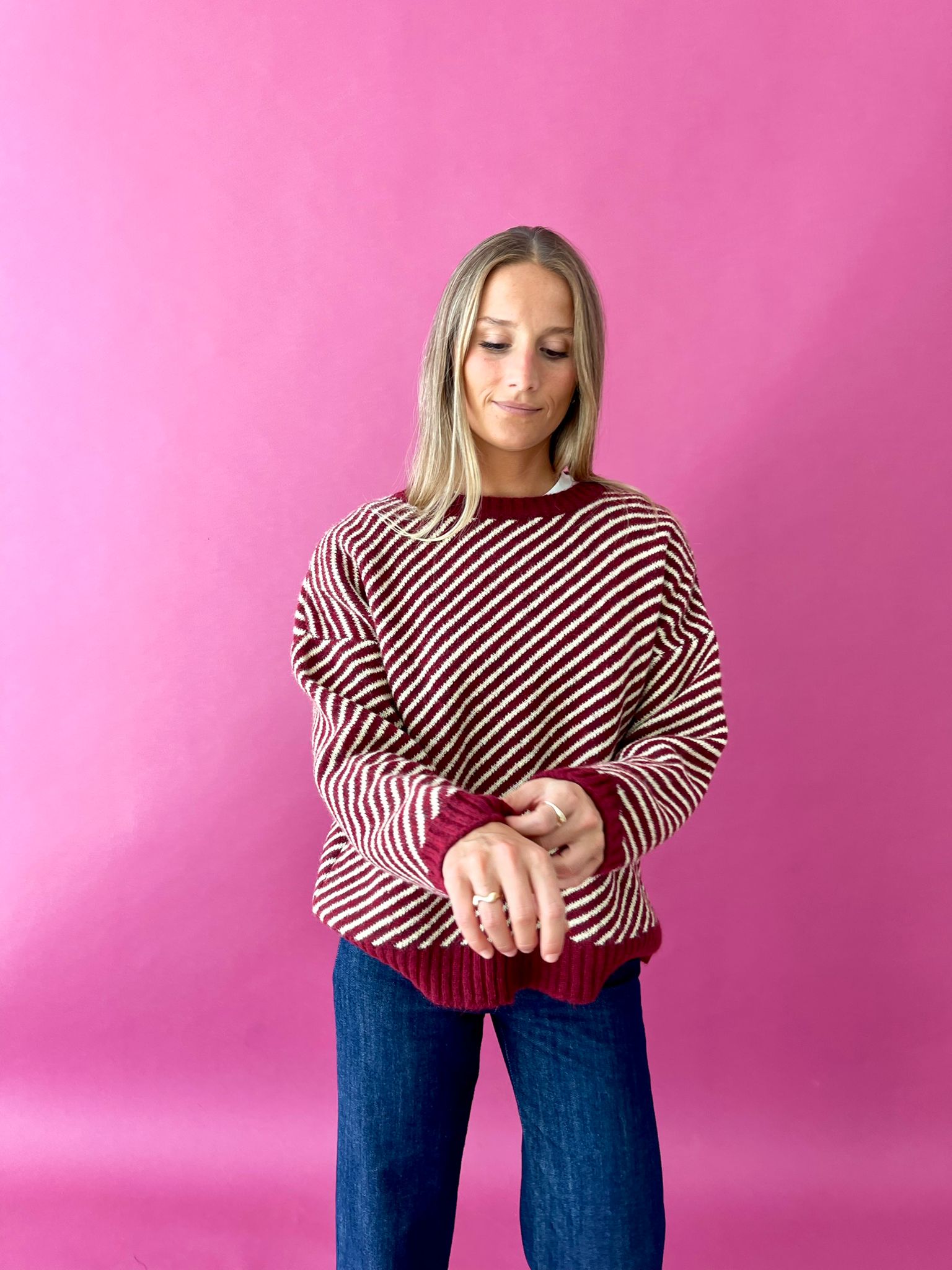 Pull Jersey Laura Bordeaux Et Jaune