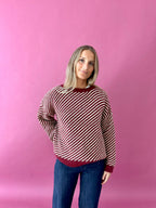 Pull Jersey Laura Bordeaux Et Jaune