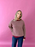 Pull Jersey Laura Bordeaux Et Jaune