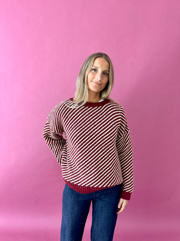 Pull Jersey Laura Bordeaux Et Jaune