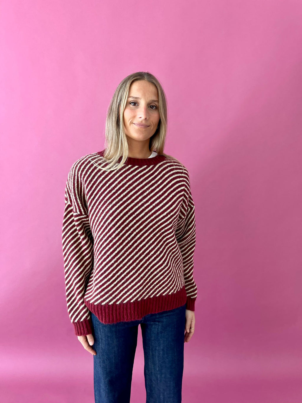 Pull Jersey Laura Bordeaux Et Jaune