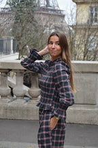 Chemise Chía Alia Carreaux Gris Et Rouge