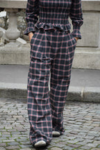 Pantalon Alia Carreaux Gris Et Rouge