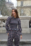 Chemise Chía Alia Carreaux Gris Et Rouge