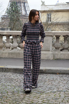 Chemise Chía Alia Carreaux Gris Et Rouge
