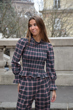 Chemise Chía Alia Carreaux Gris Et Rouge