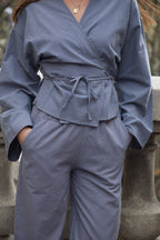 Top Alea Vichy Bleu Et Marron