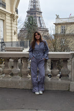 Top Alea Vichy Bleu Et Marron