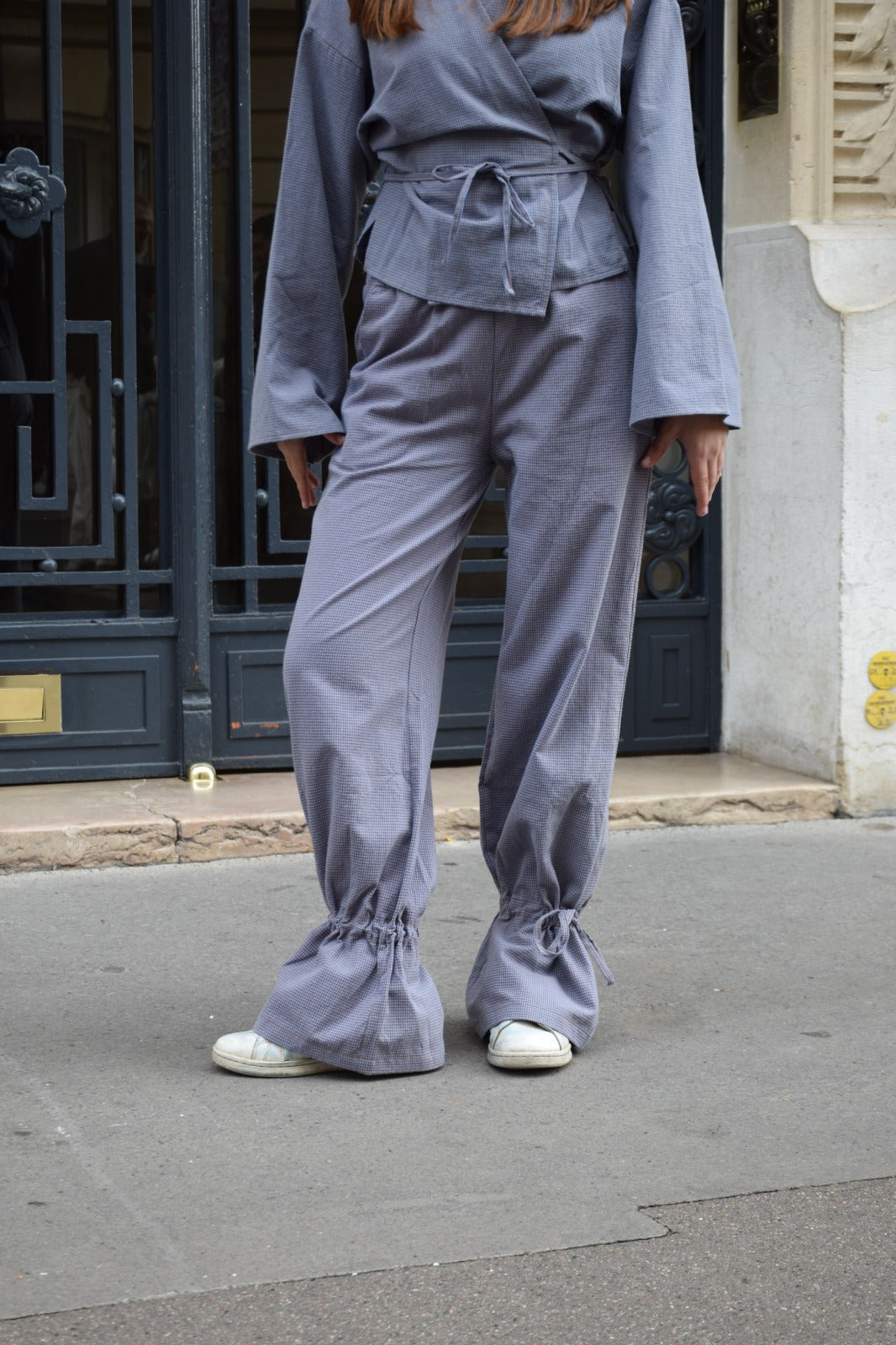 Pantalon Alea Vichy Bleu Et Marron