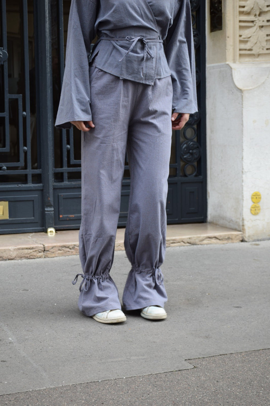 Pantalon Alea Vichy Bleu Et Marron
