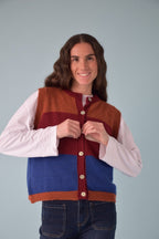 Gilet Emilia Bleu Et Terracotta