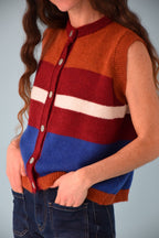 Gilet Emilia Bleu Et Terracotta