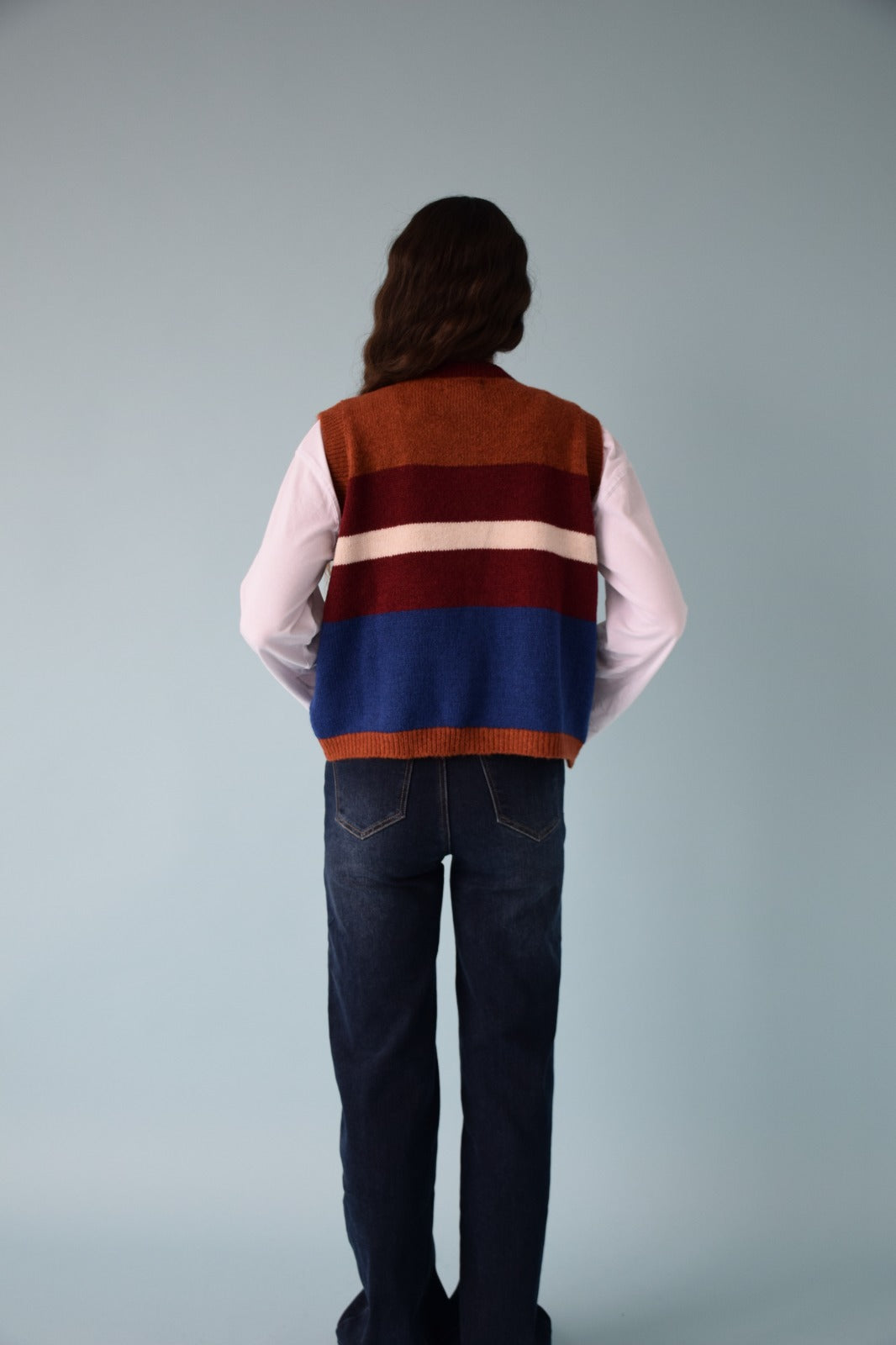 Gilet Emilia Bleu Et Terracotta