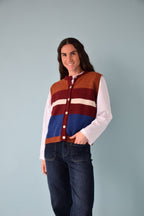 Gilet Emilia Bleu Et Terracotta