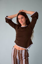 T-Shirt Marta Marron Et Bleu