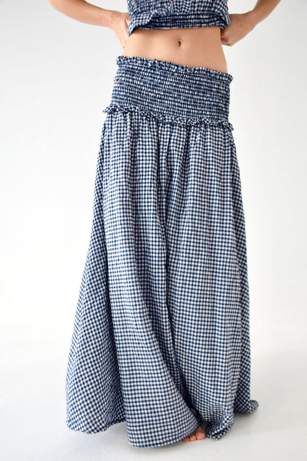 Jupe Lea Carreaux Vichy Marine