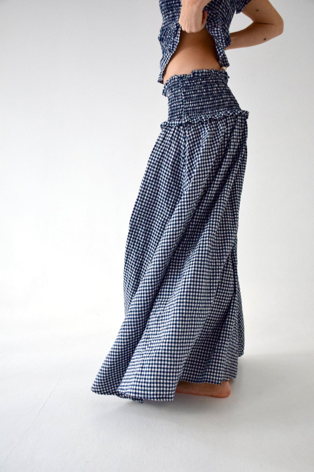 Jupe Lea Carreaux Vichy Marine