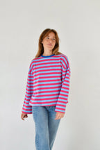 T-Shirt Núria Bleu Clair Et Fuchsia