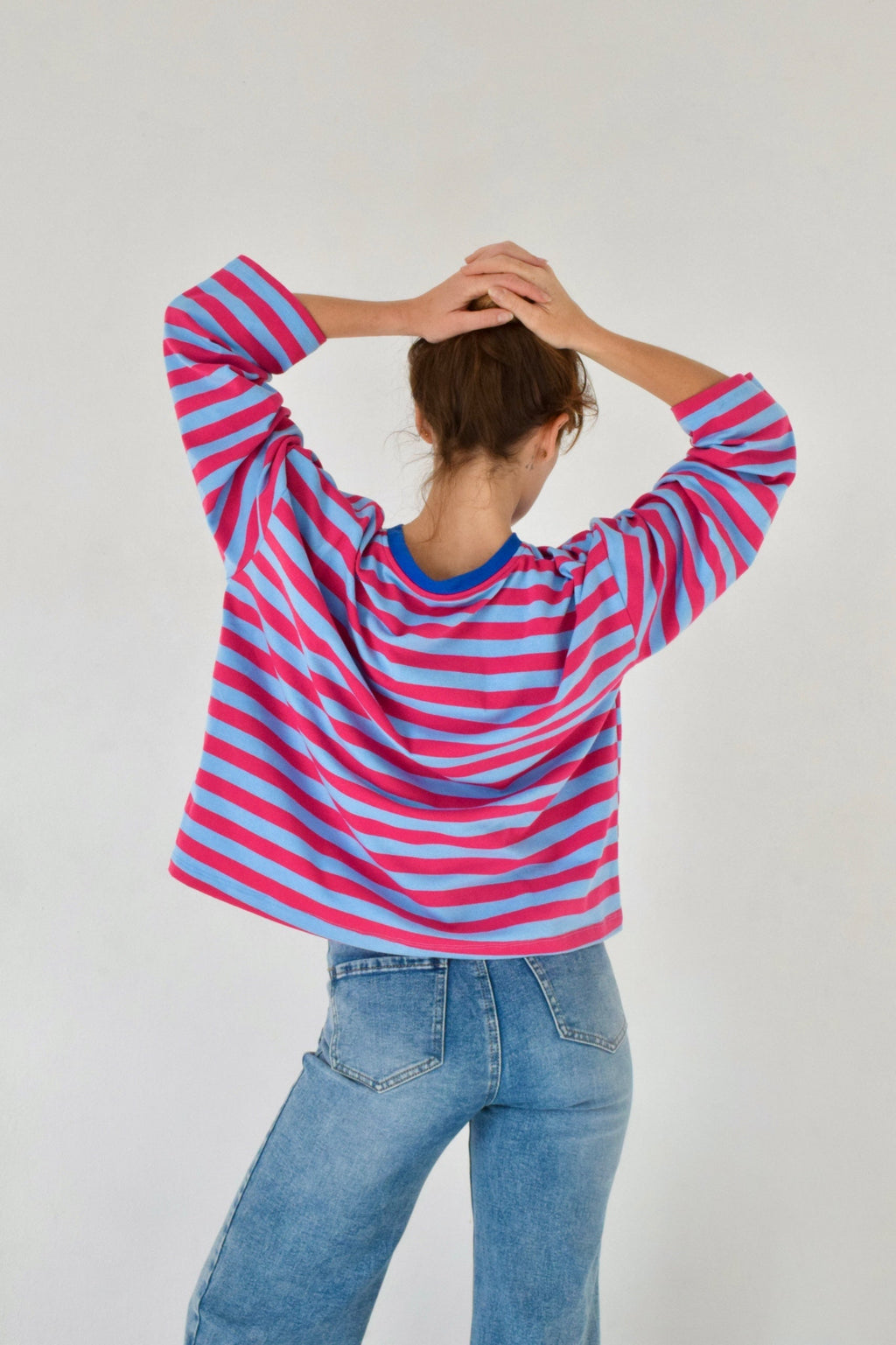 T-Shirt Núria Bleu Clair Et Fuchsia