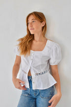 Blouse Roma Manches Courtes Blanche