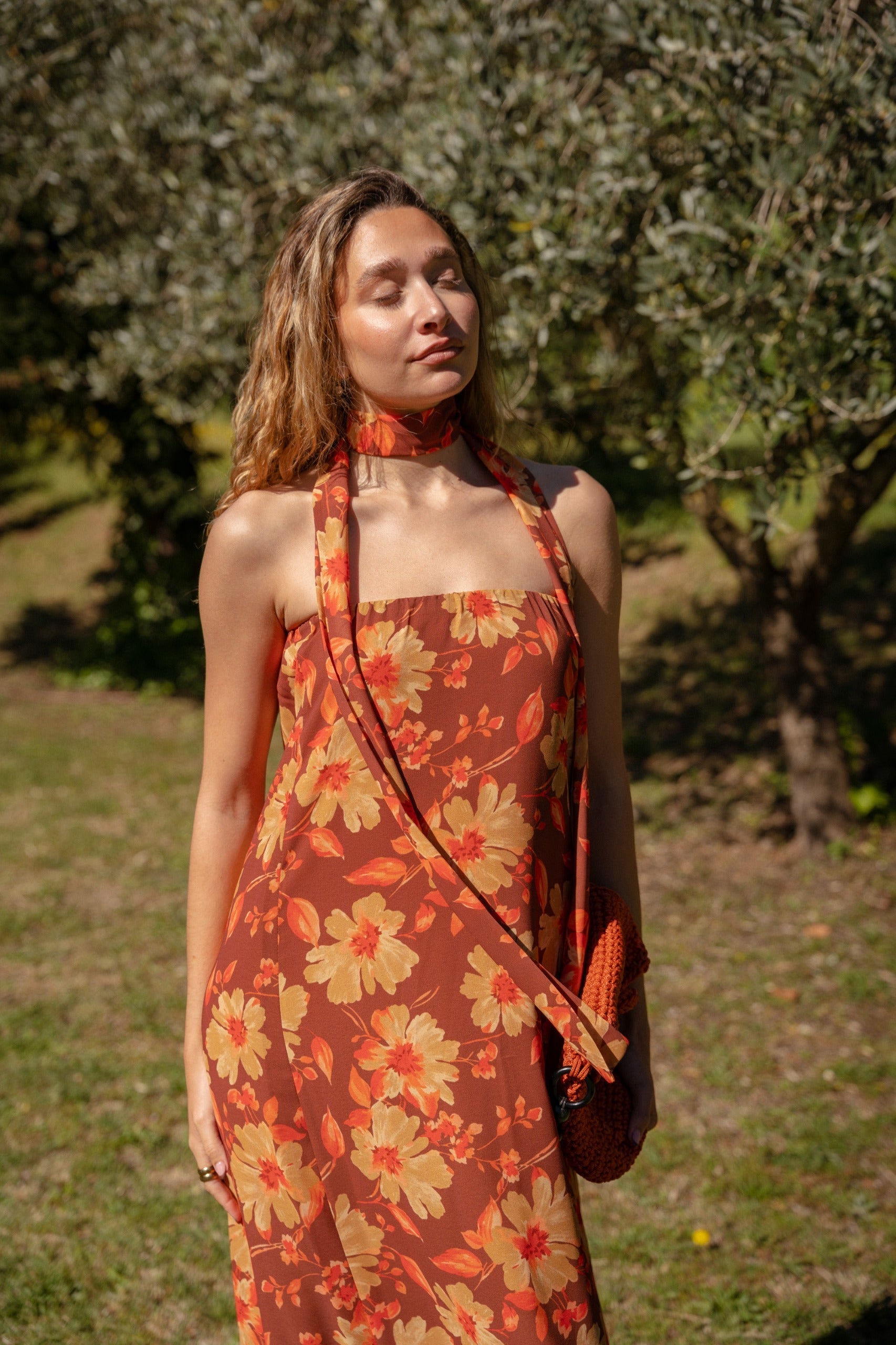 Robe Sara Fleurs Marron