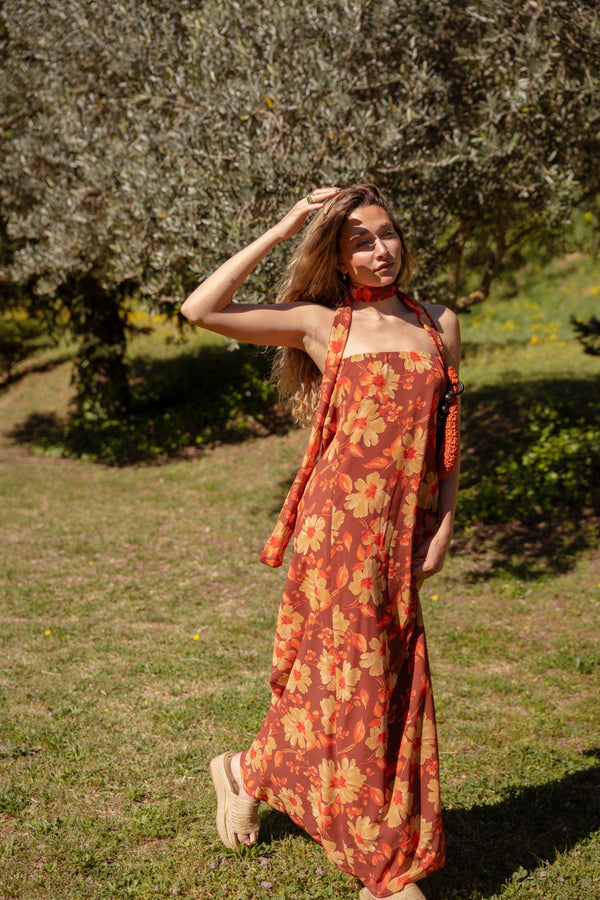 Robe Sara Fleurs Marron