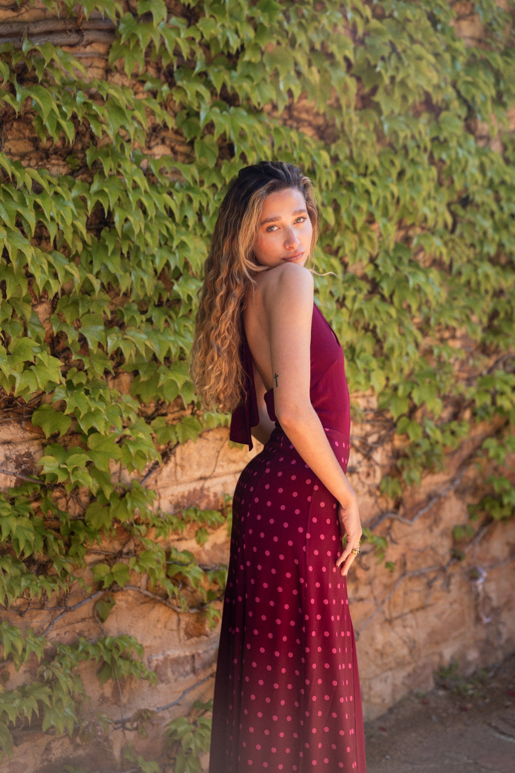 Robe Kala Pois Bordeaux
