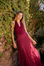 Robe Kala Pois Bordeaux