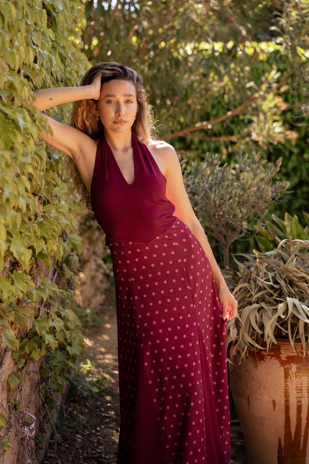 Robe Kala Pois Bordeaux