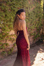Robe Kala Pois Bordeaux