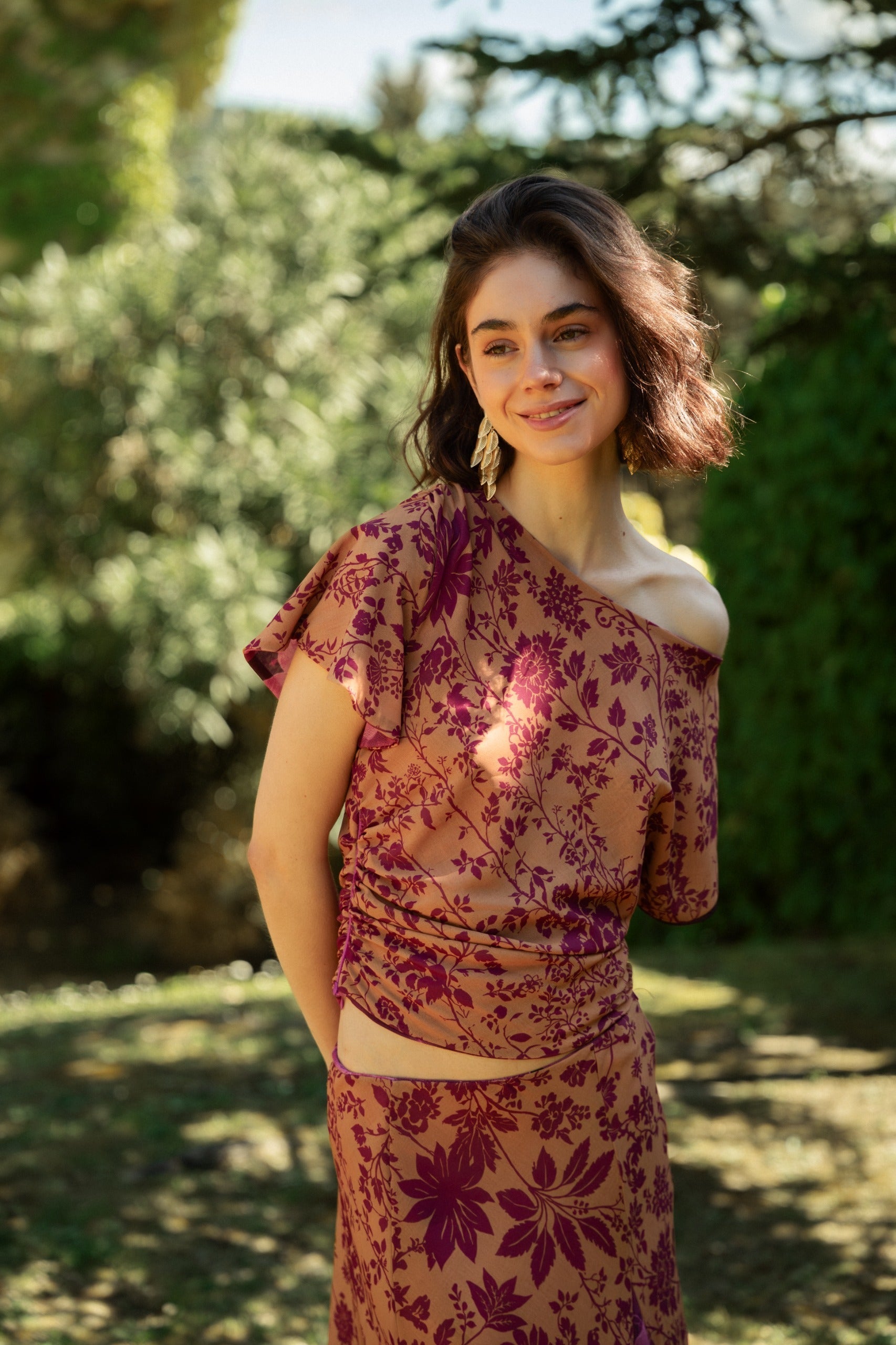 Top Jimena Réversible Bougainvillier Et Ocre
