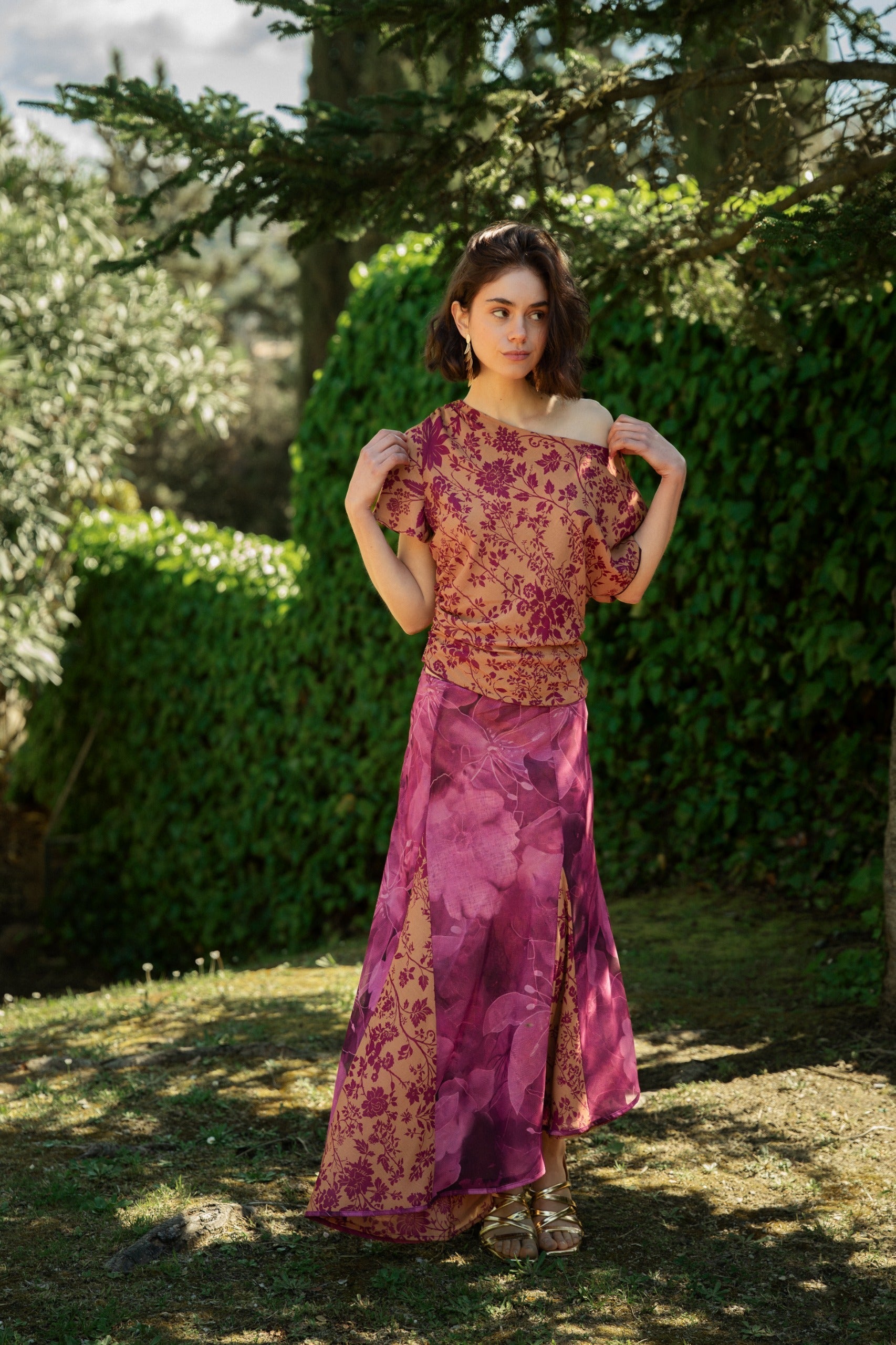 Top Jimena Réversible Bougainvillier Et Ocre