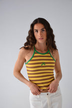 Top Moni Jaune Et Marron