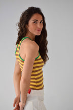 Top Moni Jaune Et Marron