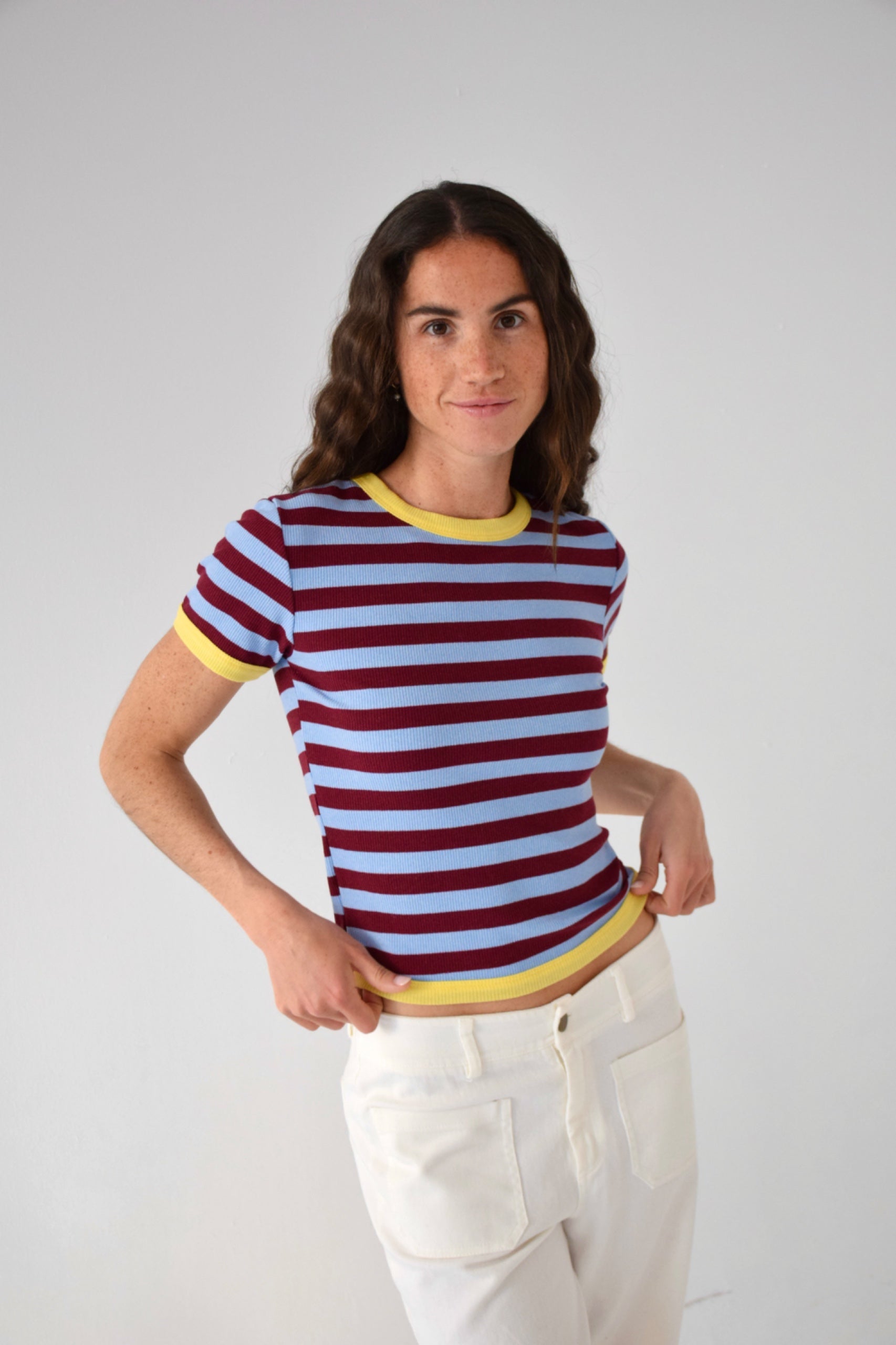 Top Tiara Bordeaux Et Bleu Clair
