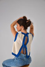 Top Laila Blanc Et Bleu