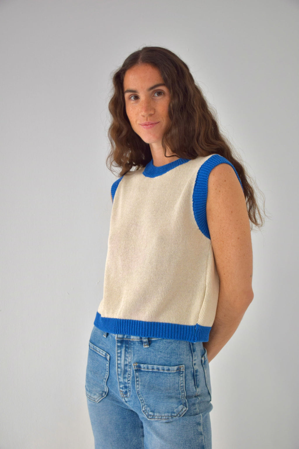 Top Laila Blanc Et Bleu