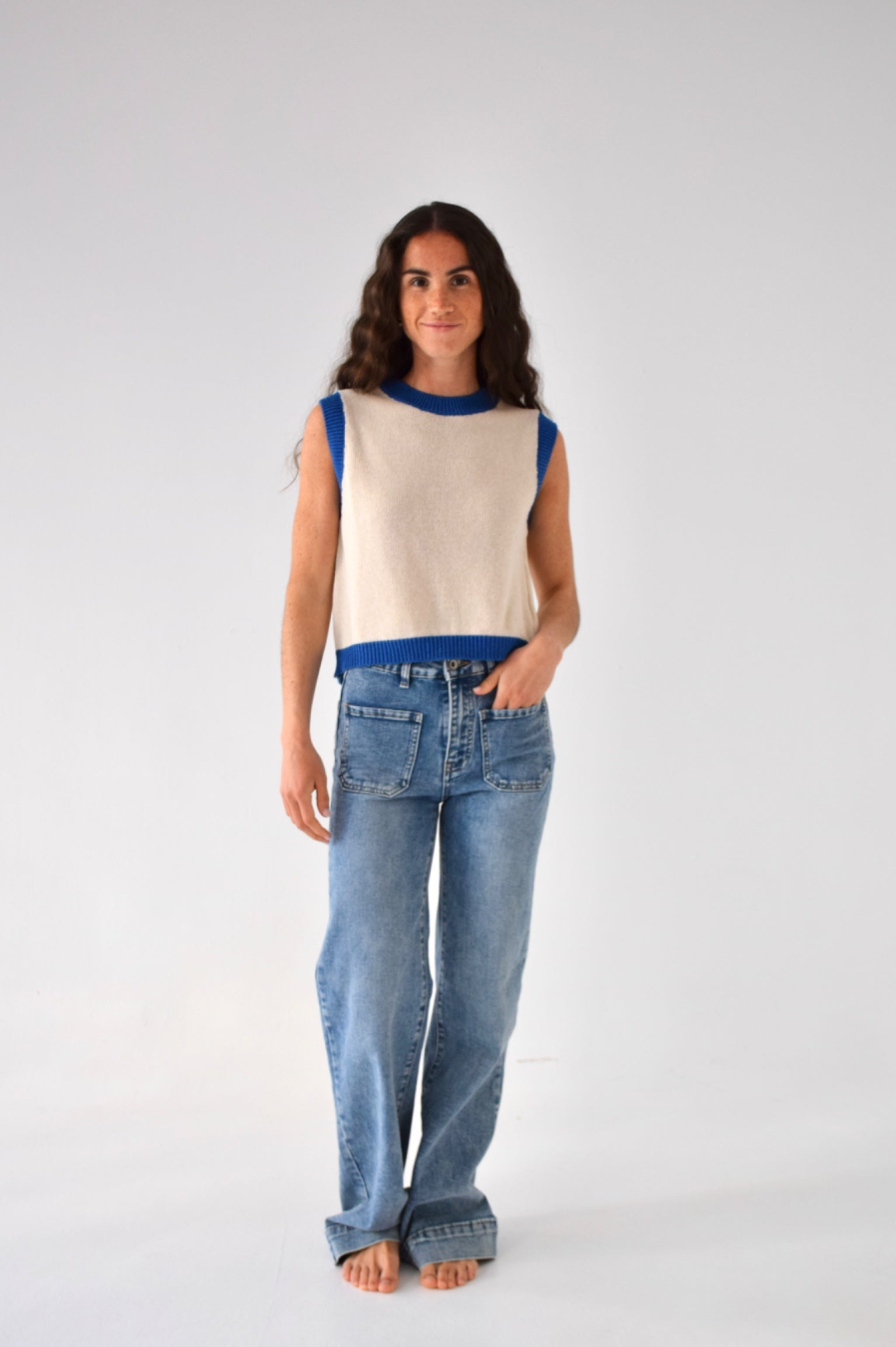 Top Laila Blanc Et Bleu
