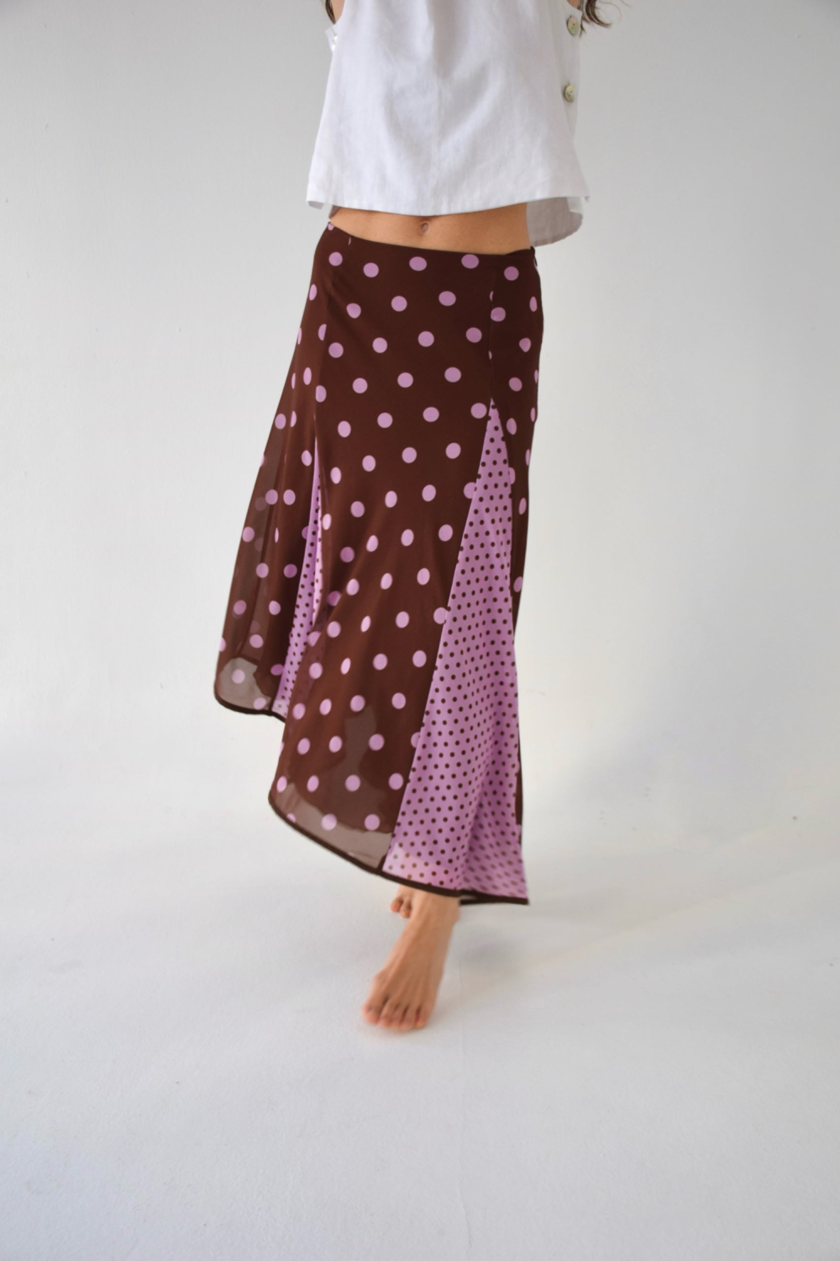 Jupe Jimena Pois Marron Et Rose