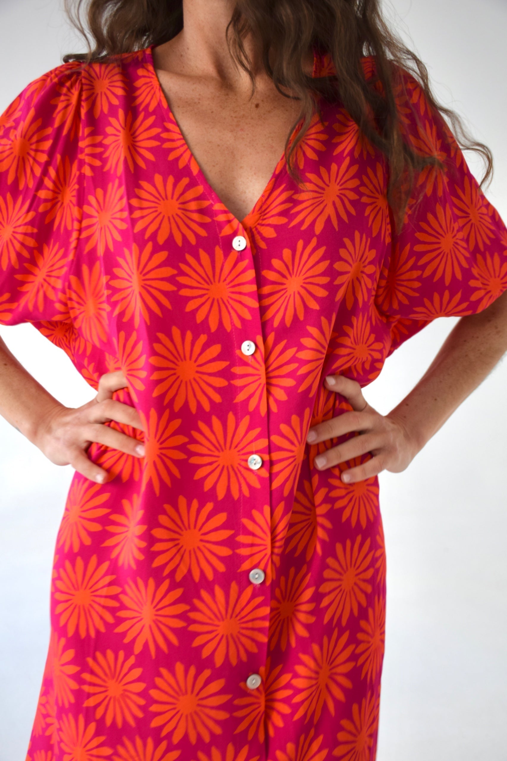 Robe Mica Fleurs Rose