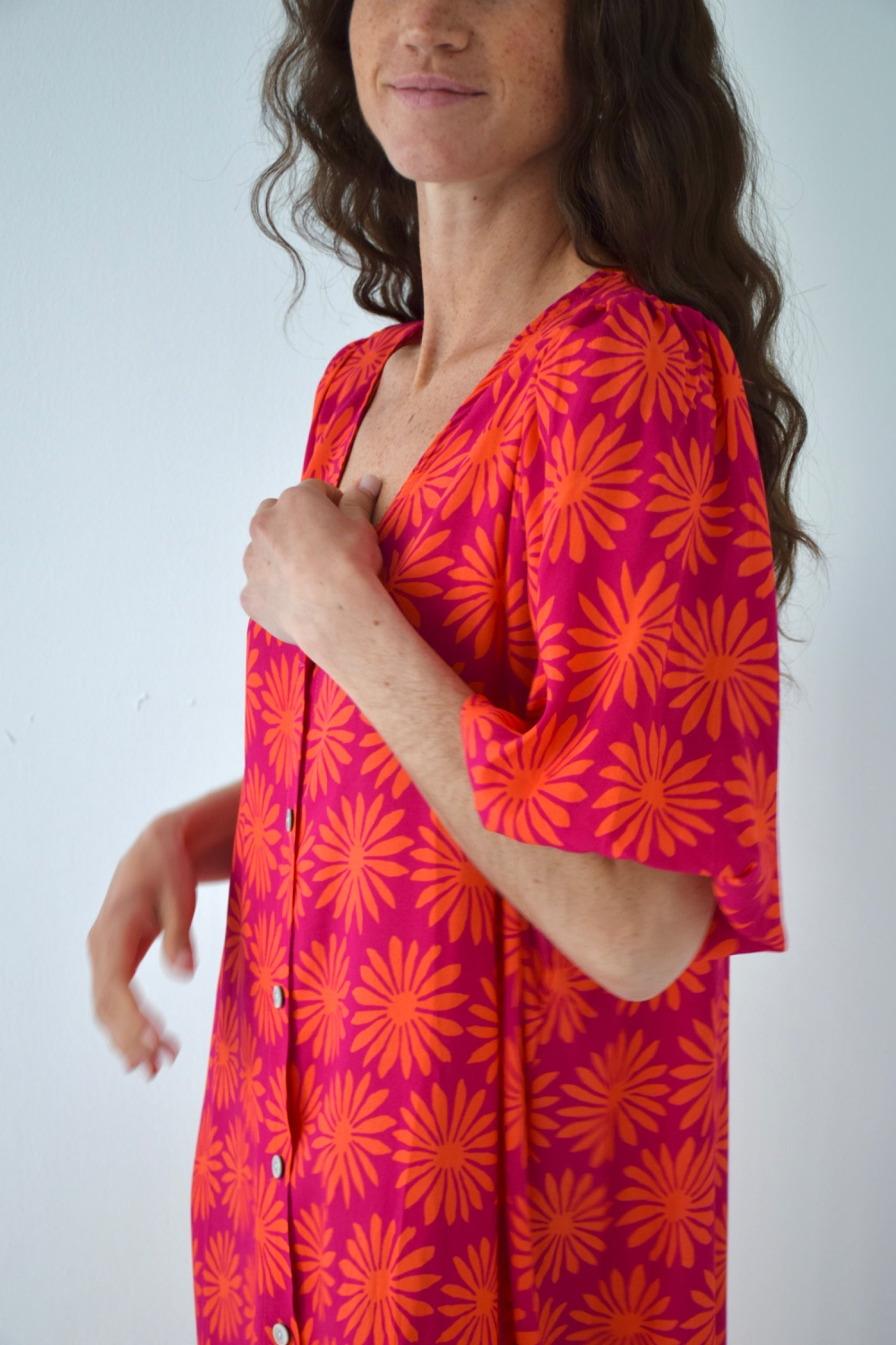 Robe Mica Fleurs Rose