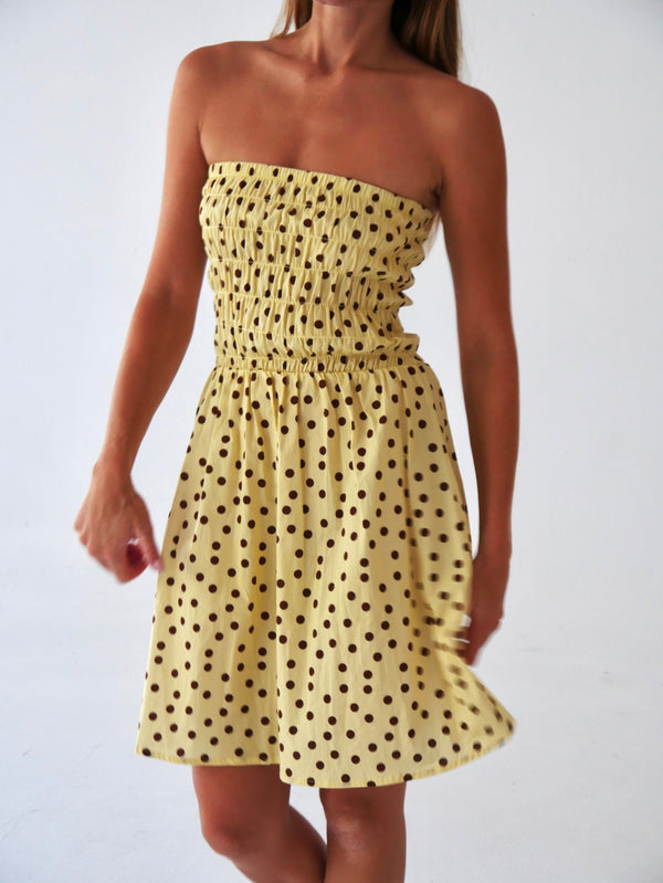 Robe Emily Pois Court Jaune